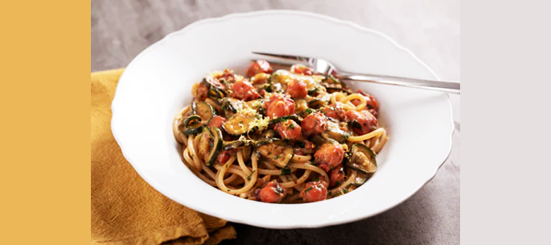 Il Piatto del giorno: “Spaghetti, polpo e zucchine”